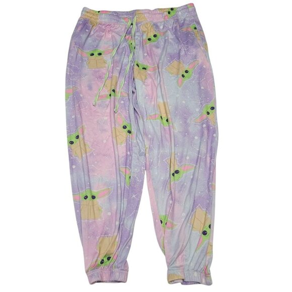 Star Wars Purple Capri Pants Pajama Bottoms Yoda Jedi Grogu Womens XL 16 18‎ - Picture 1 of 7